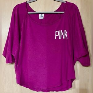 PINK Victoria's Secret Relaxed Scoop Dolman Pima Cotton Top - Magenta